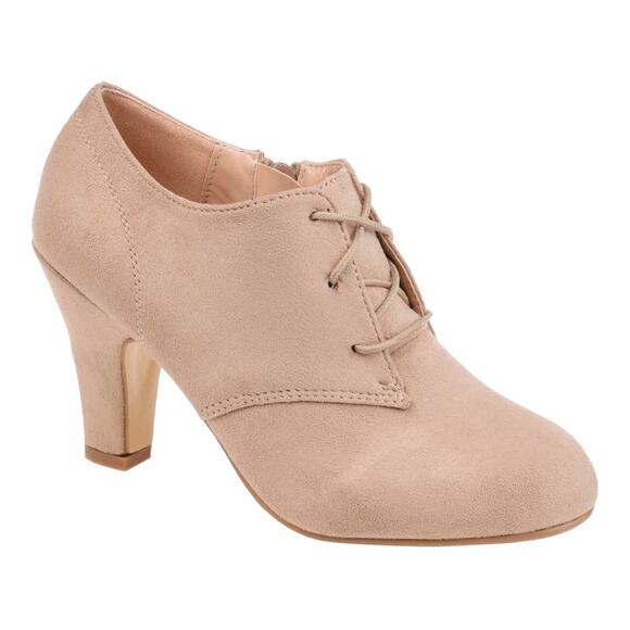 NIB Journee Collection Leona Shootie Lace Up Bootie Taupe Faux Suede Size 7 - Picture 1 of 8